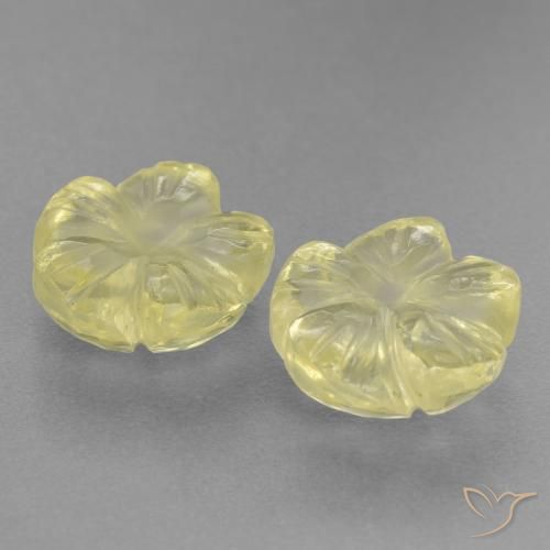 Gemme di Quarzo Giallo pallido naturale da 4.24 ct, Taglio a fiore, Trasparente