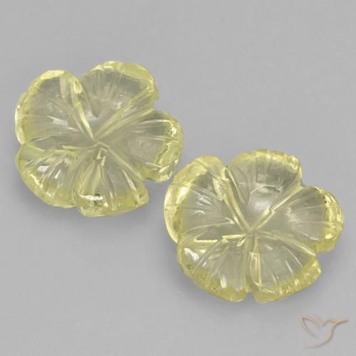 3.71ctw Naturale Giallo medio-chiaro Quarzo, Taglio a fiore, Trasparente