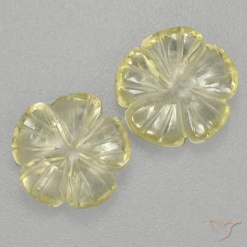 Gemme di Quarzo Giallo medio-chiaro naturale da 3.64 ct, Taglio a fiore, Trasparente