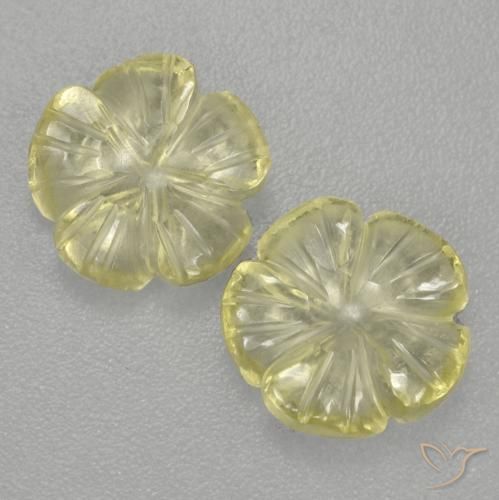 Gemme di Quarzo Giallo medio-chiaro naturale da 3.64 ct, Taglio a fiore, Trasparente