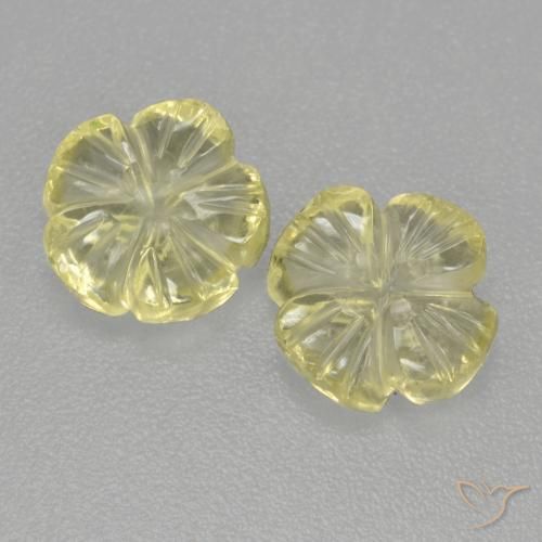 Gemme di Quarzo Giallo pallido naturale da 2.80 ct, Taglio a fiore, Trasparente