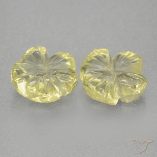 Gemme di Quarzo Giallo pallido naturale da 2.80 ct, Taglio a fiore, Trasparente