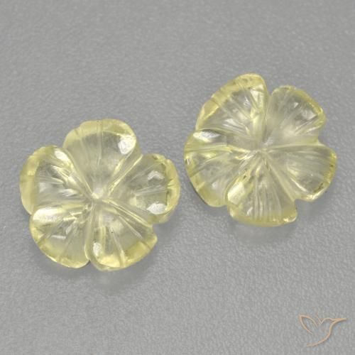 2.43ctw Naturale Giallo medio-chiaro Quarzo, Taglio a fiore, Trasparente