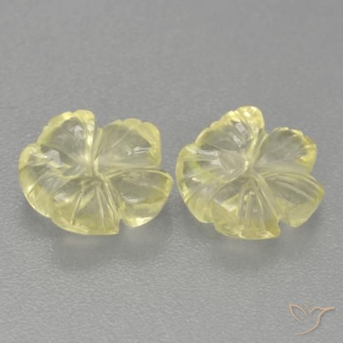 Gemme di Quarzo Giallo medio-chiaro naturale da 2.43 ct, Taglio a fiore, Trasparente