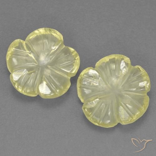 Gemme di Quarzo Giallo medio naturale da 3.26 ct, Taglio a fiore, Trasparente