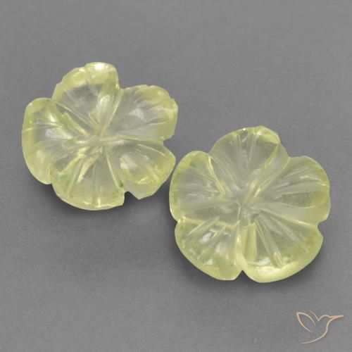2.84ctw Naturale Giallo chiaro Quarzo, Taglio a fiore, Trasparente