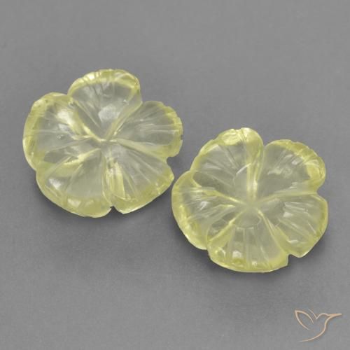 4.40ctw Naturale Giallo chiaro Quarzo, Taglio a fiore, Trasparente