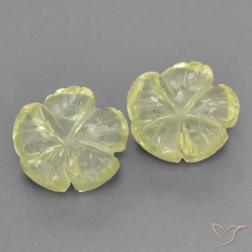 Gemme di Quarzo Giallo chiaro naturale da 4.40 ct, Taglio a fiore, Trasparente