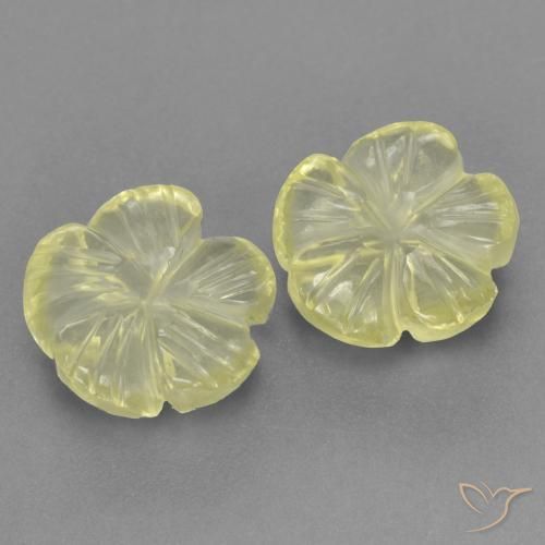 Gemme di Quarzo Giallo medio-chiaro naturale da 3.84 ct, Taglio a fiore, Trasparente