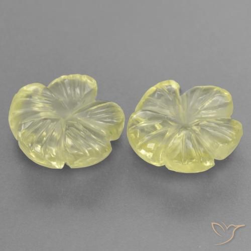 Gemme di Quarzo Giallo medio-chiaro naturale da 3.84 ct, Taglio a fiore, Trasparente