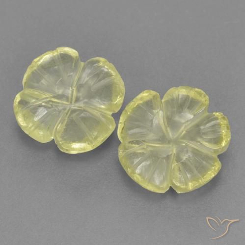 3.51ctw Naturale Giallo medio-chiaro Quarzo, Taglio a fiore, Trasparente