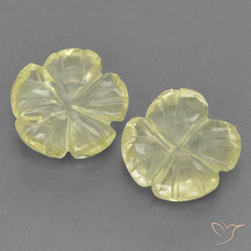 3.13ctw Naturale Giallo chiaro Quarzo, Taglio a fiore, Trasparente