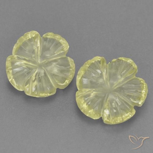3.18ctw Naturale Giallo chiaro Quarzo, Taglio a fiore, Trasparente