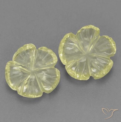 Gemme di Quarzo Giallo chiaro naturale da 3.18 ct, Taglio a fiore, Trasparente