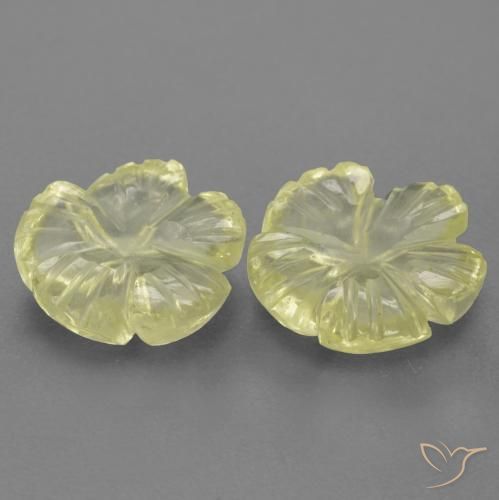 Gemme di Quarzo Giallo chiaro naturale da 3.18 ct, Taglio a fiore, Trasparente
