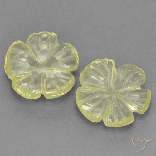 2.42ctw Naturale Giallo chiaro Quarzo, Taglio a fiore, Trasparente