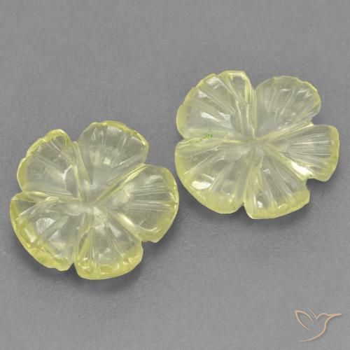 Gemme di Quarzo Giallo chiaro naturale da 2.42 ct, Taglio a fiore, Trasparente
