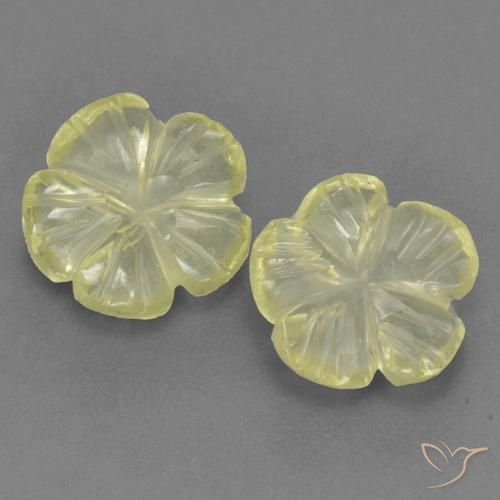 2.44ctw Naturale Giallo chiaro Quarzo, Taglio a fiore, Trasparente