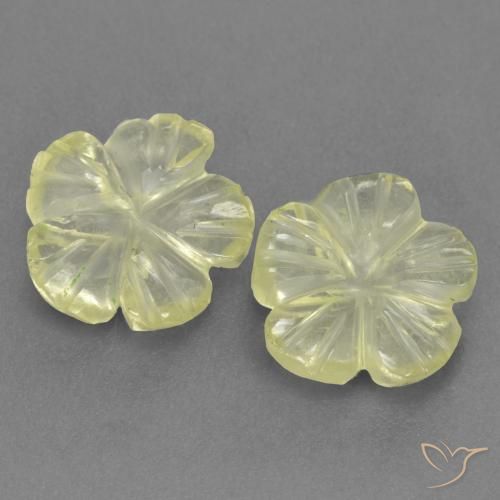 1.69ctw Naturale Giallo chiaro Quarzo, Taglio a fiore, Trasparente