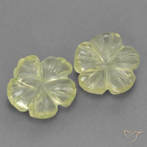 Gemme di Quarzo Giallo chiaro naturale da 1.69 ct, Taglio a fiore, Trasparente