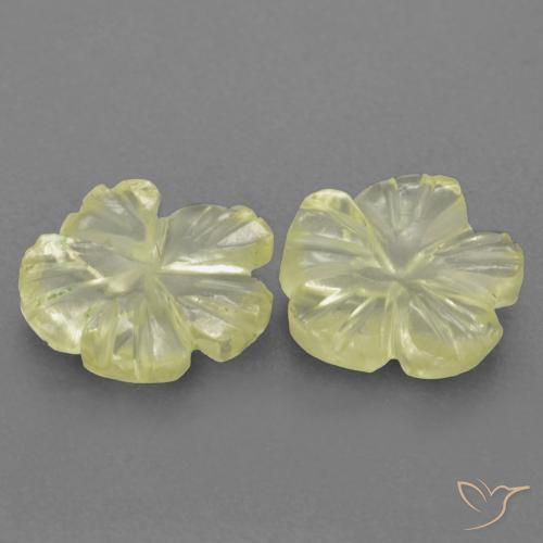 Gemme di Quarzo Giallo chiaro naturale da 1.69 ct, Taglio a fiore, Trasparente