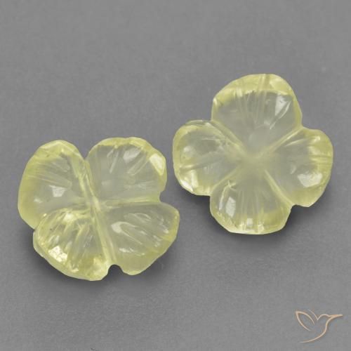 Gemme di Quarzo Giallo chiaro naturale da 2.05 ct, Taglio a fiore, Trasparente