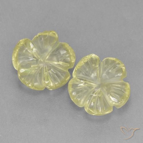 Gemme di Quarzo Giallo chiaro naturale da 3.67 ct, Taglio a fiore, Trasparente