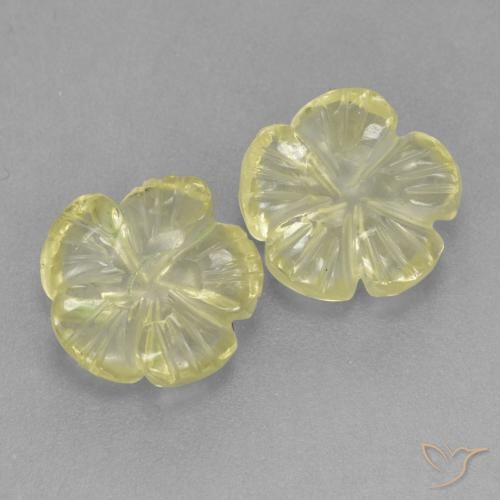 Gemme di Quarzo Giallo chiaro naturale da 3.67 ct, Taglio a fiore, Trasparente
