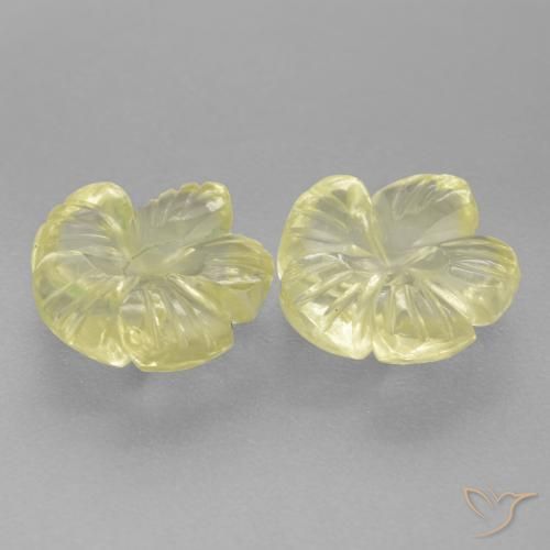 Gemme di Quarzo Giallo chiaro naturale da 3.67 ct, Taglio a fiore, Trasparente