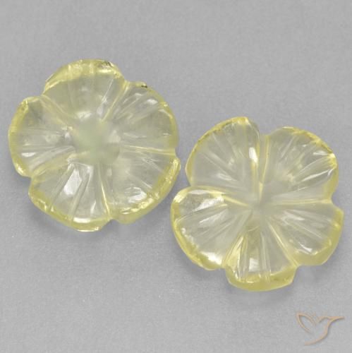 2.98ctw Naturale Limone giallo Quarzo, Taglio a fiore, Trasparente