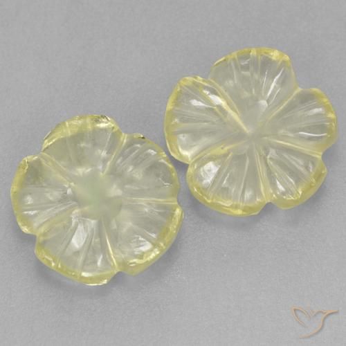 Gemme di Quarzo Limone giallo naturale da 2.98 ct, Taglio a fiore, Trasparente