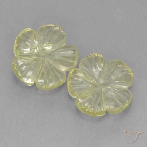 Gemme di Quarzo Giallo medio-chiaro naturale da 3.69 ct, Taglio a fiore, Trasparente
