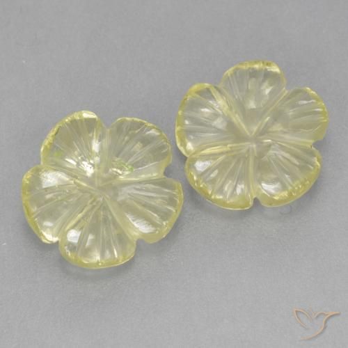 Gemme di Quarzo Giallo medio-chiaro naturale da 3.69 ct, Taglio a fiore, Trasparente