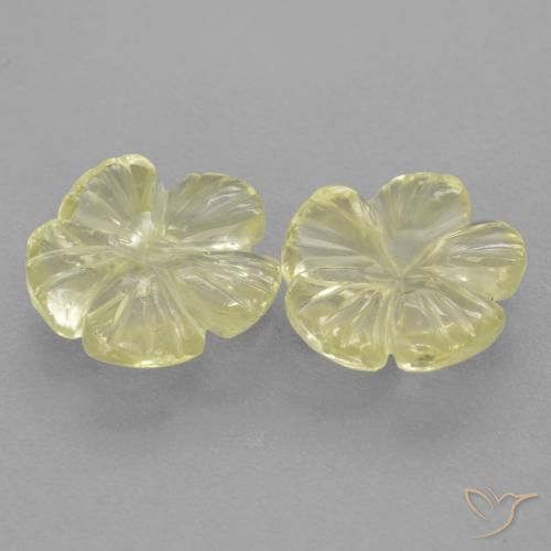 Gemme di Quarzo Giallo medio-chiaro naturale da 3.69 ct, Taglio a fiore, Trasparente