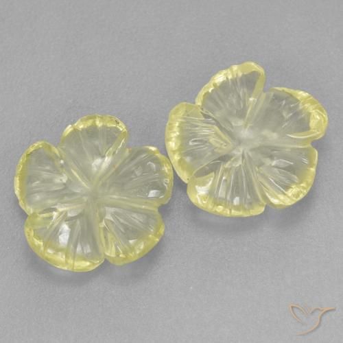 Gemme di Quarzo Limone giallo naturale da 2.90 ct, Taglio a fiore, Trasparente