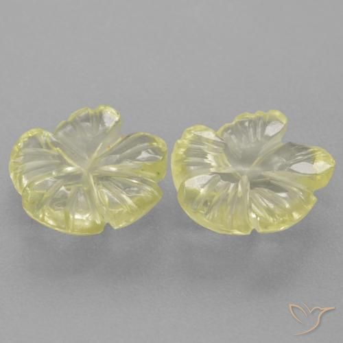 Gemme di Quarzo Limone giallo naturale da 2.90 ct, Taglio a fiore, Trasparente