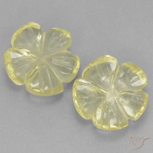 5.33ctw Naturale Limone giallo Quarzo, Taglio a fiore, Trasparente