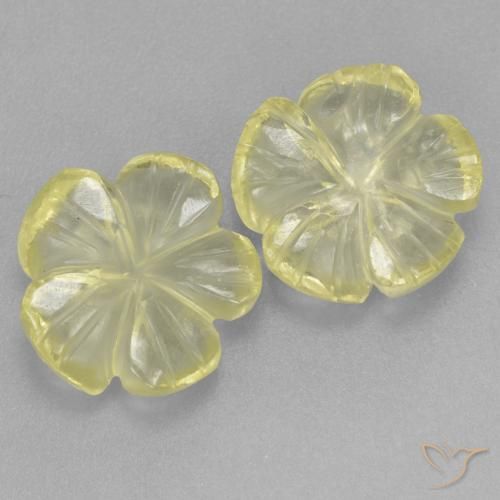 Gemme di Quarzo Limone giallo naturale da 5.33 ct, Taglio a fiore, Trasparente