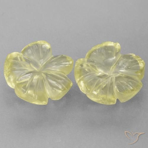 Gemme di Quarzo Limone giallo naturale da 5.33 ct, Taglio a fiore, Trasparente