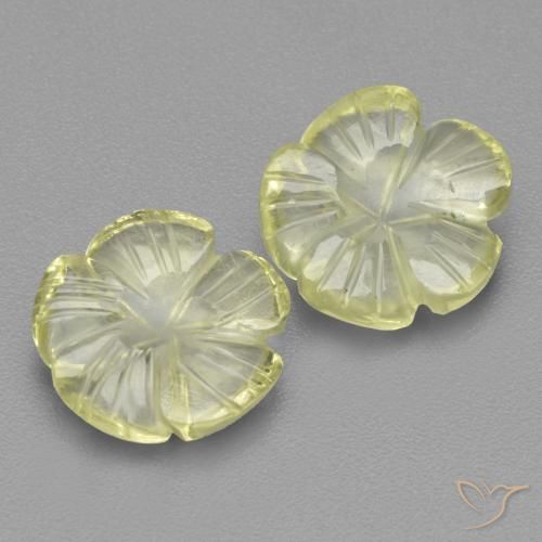 5.63ctw Naturale Giallo chiaro Quarzo, Taglio a fiore, Trasparente