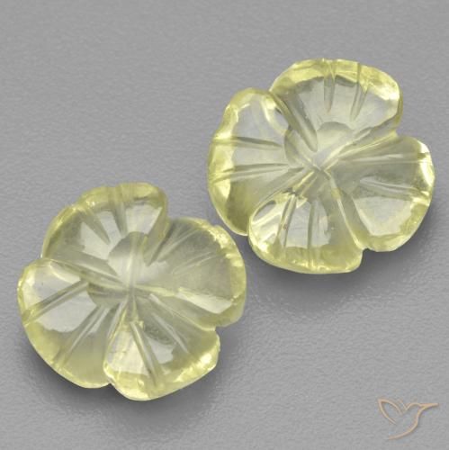 Gemme di Quarzo Limone giallo naturale da 5.03 ct, Taglio a fiore, Trasparente