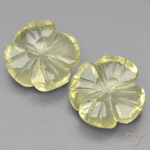 Gemme di Quarzo Limone giallo naturale da 5.03 ct, Taglio a fiore, Trasparente