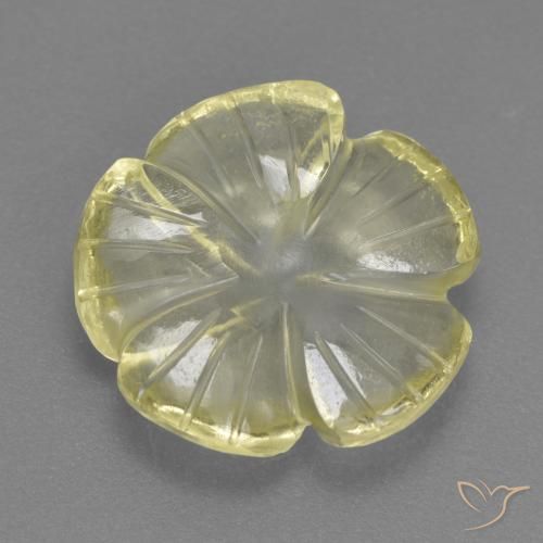 4.49ct Naturale Giallo medio-chiaro Quarzo, Taglio a fiore, Trasparente