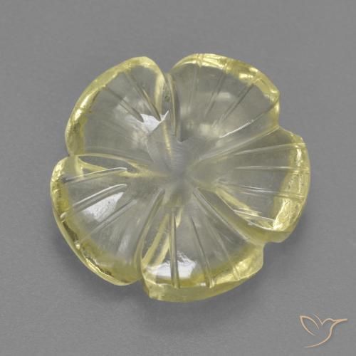 Quarzo Giallo medio-chiaro naturale da 4.49 ct, Taglio a fiore, Trasparente