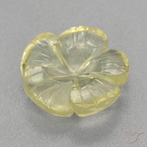 Quarzo Giallo medio-chiaro naturale da 4.48 ct, Taglio a fiore, Trasparente