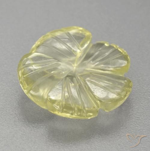 Quarzo Limone giallo naturale da 4.61 ct, Taglio a fiore, Trasparente
