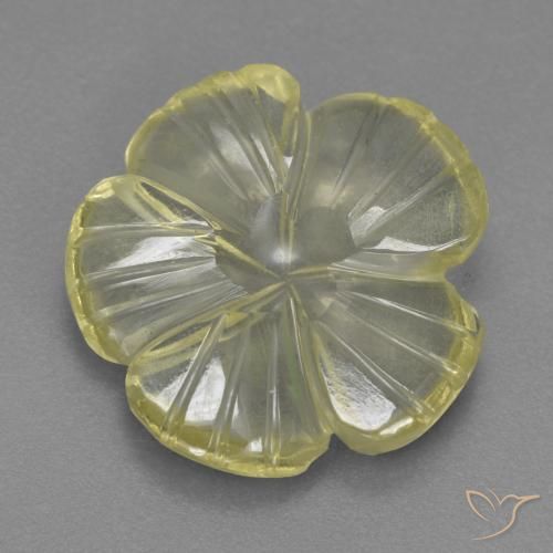 4.58ct Naturale Giallo pallido Quarzo, Taglio a fiore, Trasparente