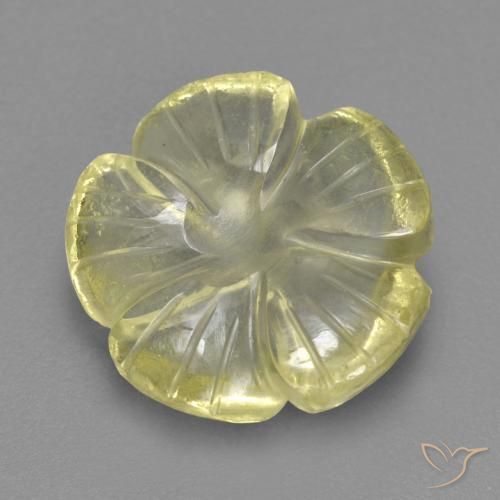 Quarzo Limone giallo naturale da 4.69 ct, Taglio a fiore, Trasparente