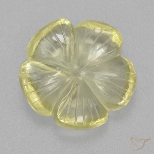 5.36ct Naturale Giallo chiaro Quarzo, Taglio a fiore, Trasparente