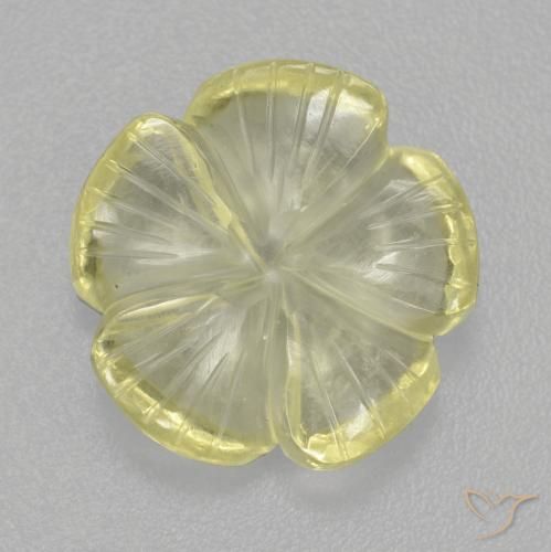 Quarzo Giallo chiaro naturale da 5.36 ct, Taglio a fiore, Trasparente